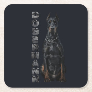 Doberman Pinscher Square Paper Coaster