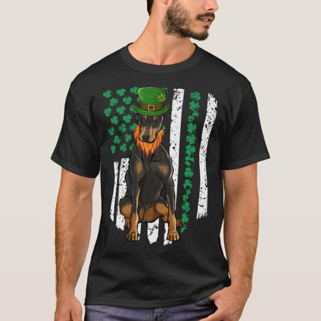 Doberman Pinscher St Patricks Day Irish American F T-Shirt (Front)