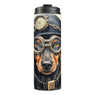 Doberman Pinscher Steampunk Dog Thermal Tumbler