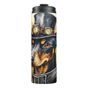 Doberman Pinscher Steampunk Dog Thermal Tumbler
