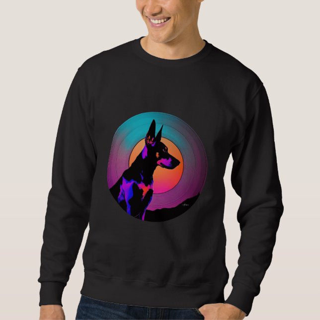 Doberman Pinscher Synthwave 80s Retrowave Aestheti Sweatshirt (Front)