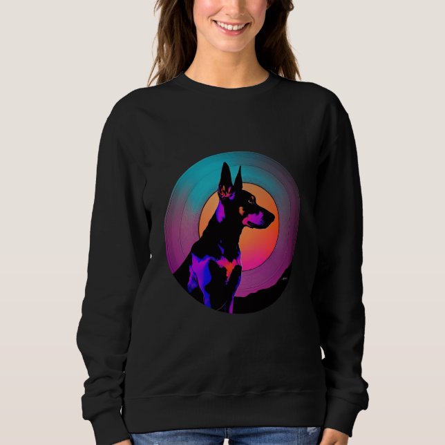 Doberman Pinscher Synthwave 80s Retrowave Aestheti Sweatshirt (Front)