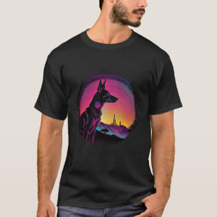 Doberman Pinscher Synthwave 80s Retrowave Aestheti T-Shirt