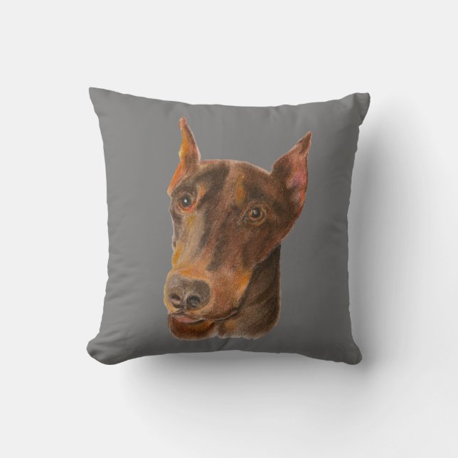Doberman Pinscher Throw Pillow (Front)