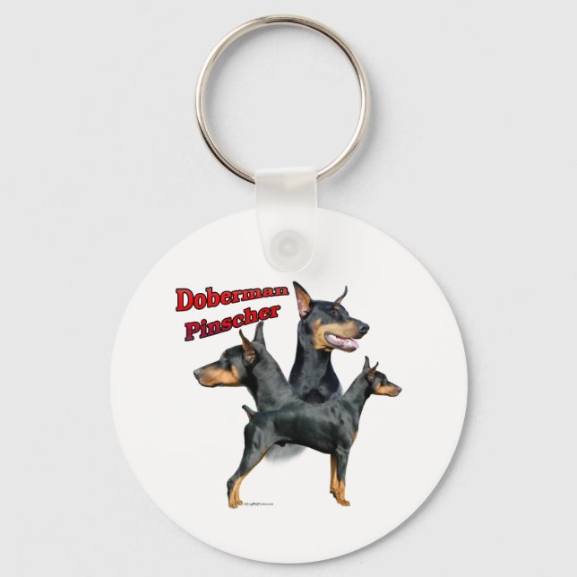 Doberman Pinscher Trio 2 - Keychain (Front)