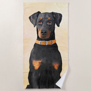 Doberman Pinscher Uncropped Painting Original Art Beach Towel