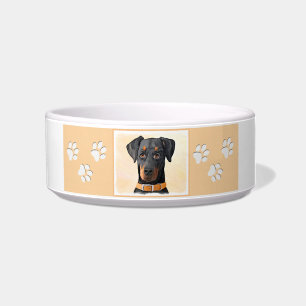Doberman Pinscher Uncropped Painting Original Art Bowl