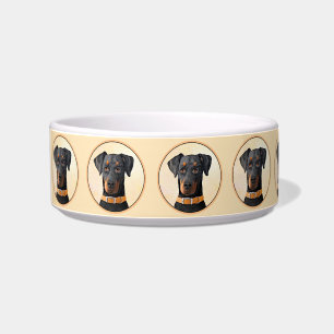 Doberman Pinscher Uncropped Painting Original Art Bowl