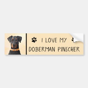 Doberman Pinscher Uncropped Painting Original Art Bumper Sticker