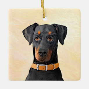 Doberman Pinscher Uncropped Painting Original Art Ceramic Ornament