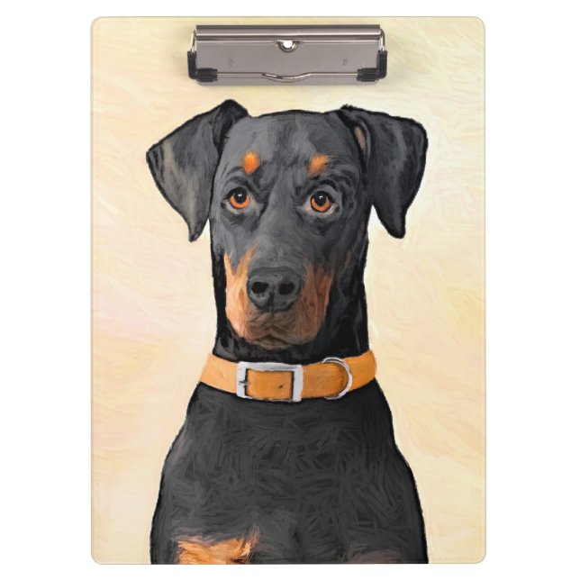 Doberman Pinscher Uncropped Painting Original Art Clipboard (Front)