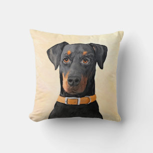 Doberman Pinscher Uncropped Painting Original Art Cushion