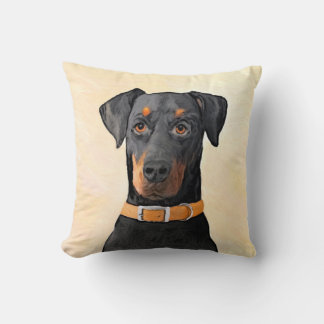 Doberman Pinscher Uncropped Painting Original Art Cushion