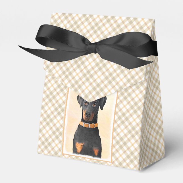 Doberman Pinscher Uncropped Painting Original Art Favour Box (Front Side)