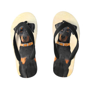 Doberman Pinscher Uncropped Painting Original Art Kid's Thongs