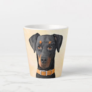Doberman Pinscher Uncropped Painting Original Art Latte Mug