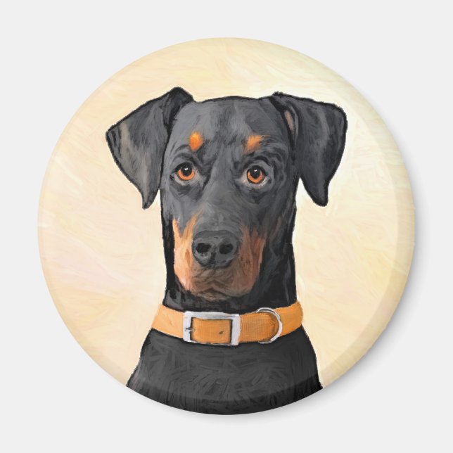 Doberman Pinscher Uncropped Painting Original Art Magnet (Front)