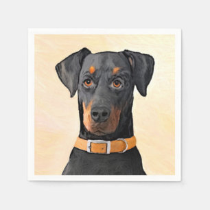 Doberman Pinscher Uncropped Painting Original Art Napkin