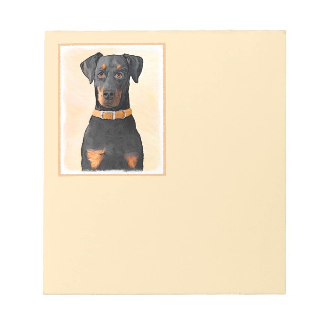 Doberman Pinscher Uncropped Painting Original Art Notepad (Front)