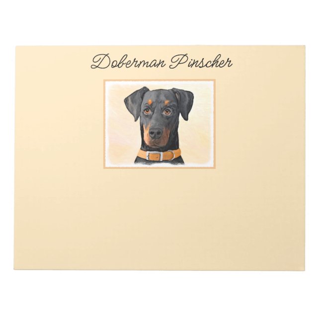 Doberman Pinscher Uncropped Painting Original Art Notepad (Front)