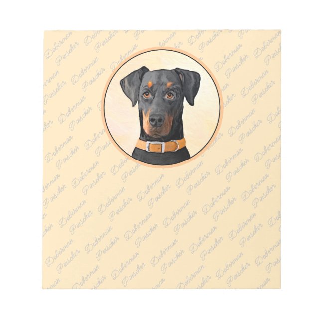 Doberman Pinscher Uncropped Painting Original Art Notepad (Front)