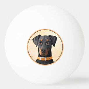 Doberman Pinscher Uncropped Painting Original Art Ping Pong Ball