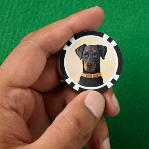 Doberman Pinscher Uncropped Painting Original Art Poker Chips