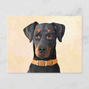 Doberman Pinscher Uncropped Painting Original Art Postcard