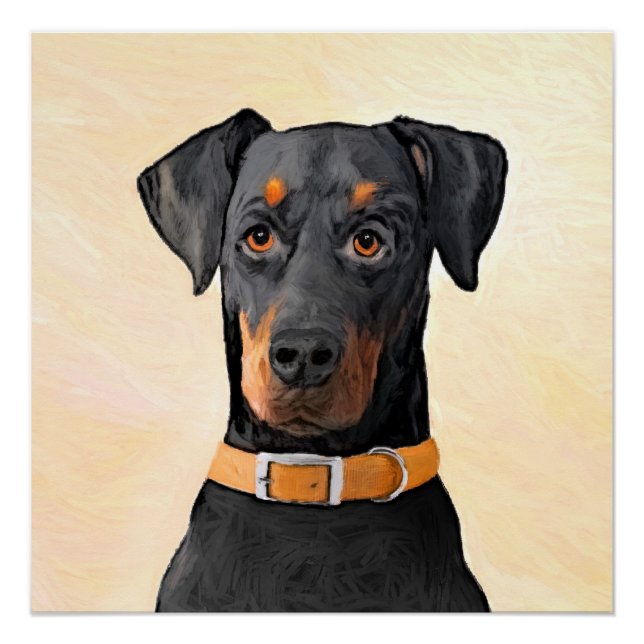 Doberman Pinscher Uncropped Painting Original Art Poster (Front)
