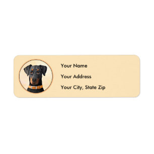 Doberman Pinscher Uncropped Painting Original Art Return Address Label