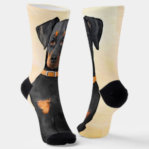 Doberman Pinscher Uncropped Painting Original Art Socks