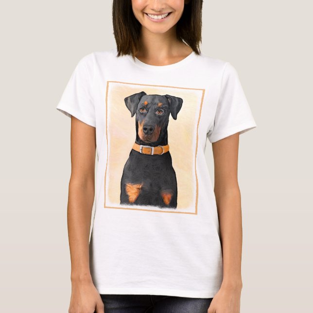 Doberman Pinscher Uncropped Painting Original Art T-Shirt (Front)