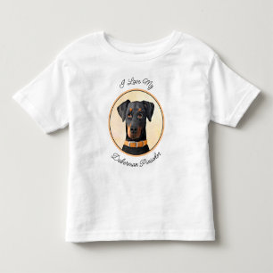 Doberman Pinscher Uncropped Painting Original Art Toddler T-Shirt