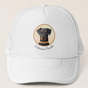 Doberman Pinscher Uncropped Painting Original Art Trucker Hat