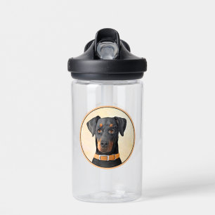Doberman Pinscher Uncropped Painting Original Art Water Bottle