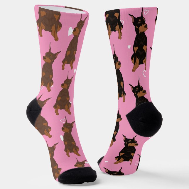 Doberman Pinscher Valentines Day  Socks (Angled)