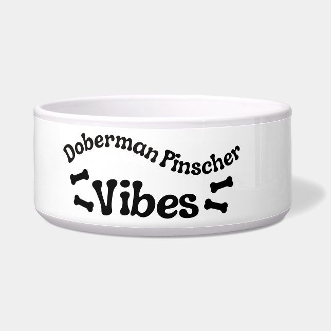 Doberman Pinscher Vibes Ceramic Dog Bowl (Left)