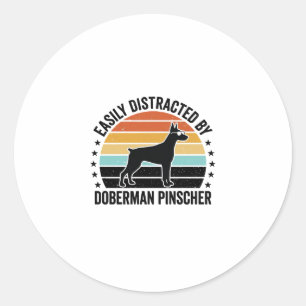 Doberman Pinscher Vintage Sunset Graphic Tee Desig Classic Round Sticker