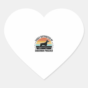 Doberman Pinscher Vintage Sunset Graphic Tee Desig Heart Sticker