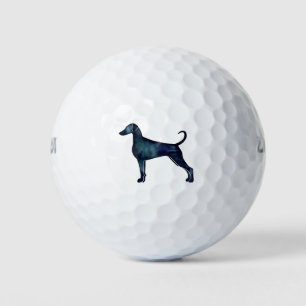 Doberman Pinscher Watercolor Silhouette Blk Golf Balls