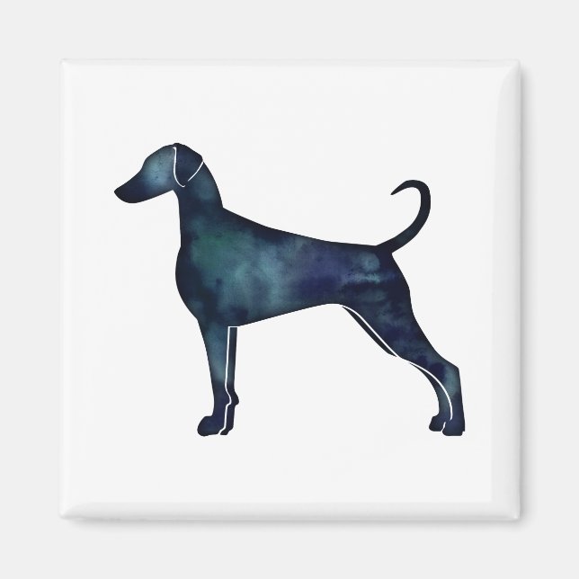 Doberman Pinscher Watercolor Silhouette Blk Magnet (Front)
