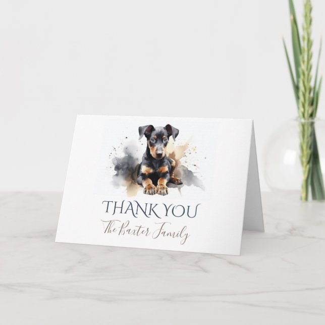 Doberman Pinscher Watercolor Thank You Card (Front)