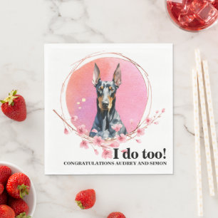 Doberman Pinscher Wedding Napkins with Dogs Photo