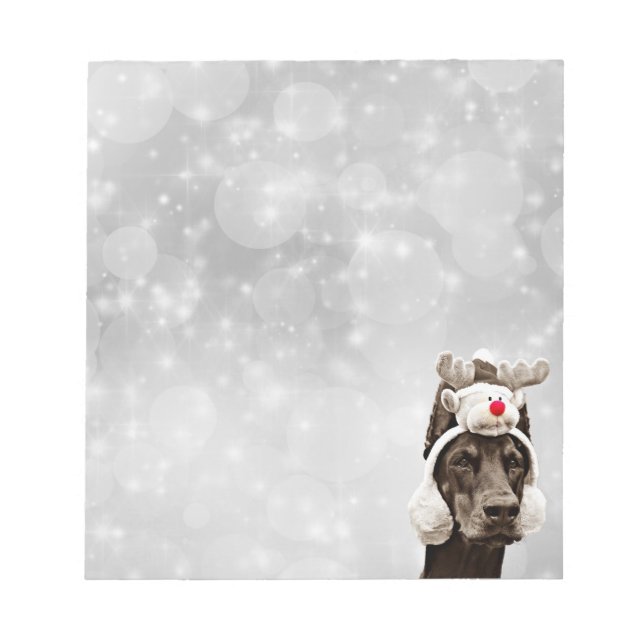 Doberman Pinscher Winter Portrait Notepad (Front)