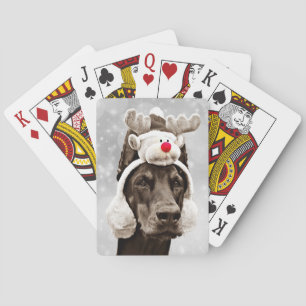 Doberman Pinscher Winter Portrait Playing Cards