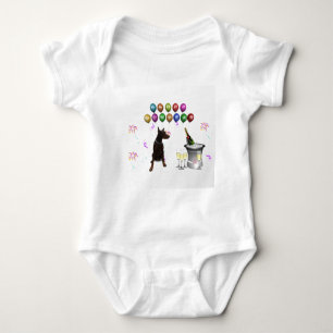 Doberman Pinscher wishing Happy New Year 2016 Baby Bodysuit