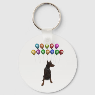 Doberman Pinscher wishing Happy New Year 2016 Key Ring