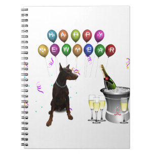 Doberman Pinscher wishing Happy New Year 2016 Notebook