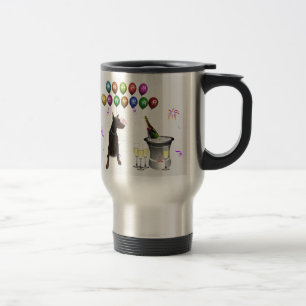 Doberman Pinscher wishing Happy New Year 2016 Travel Mug