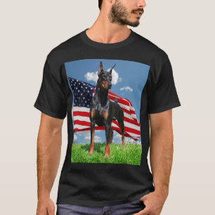 Doberman Pinscher with Flag t-shirt